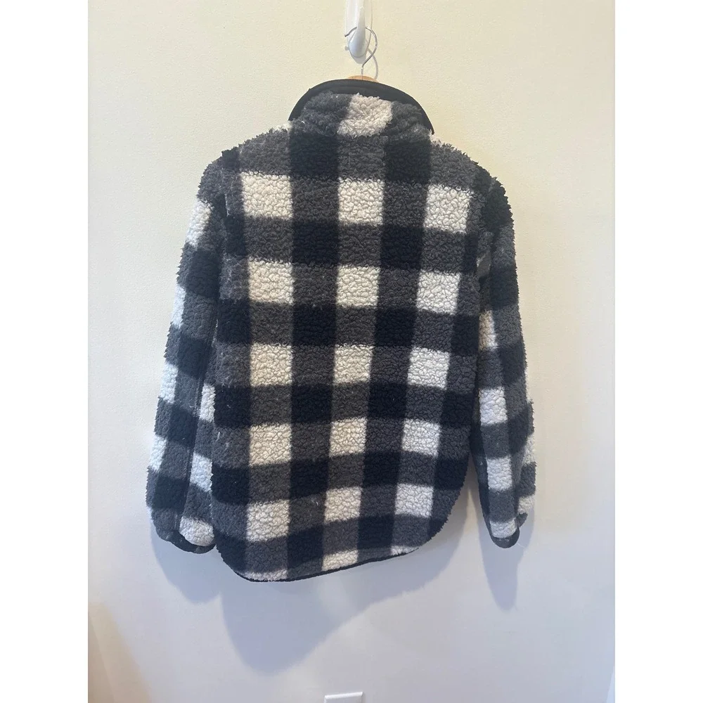 Abercrombie Fitch‎ Soft Sherpa Plaid Quarter Zip Pullover Jacket Women Medium